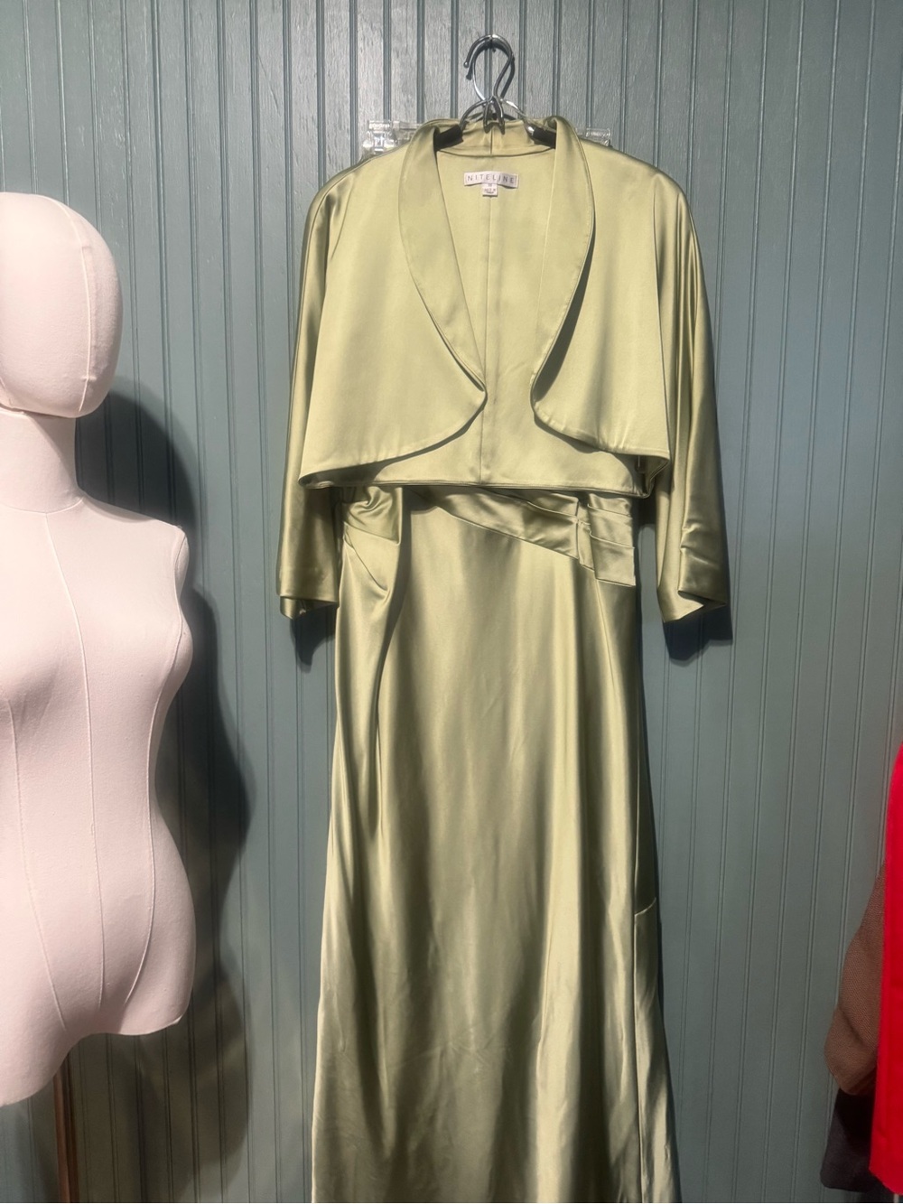 Niteline Light Olive Green Dress with Matching Jacket NWT